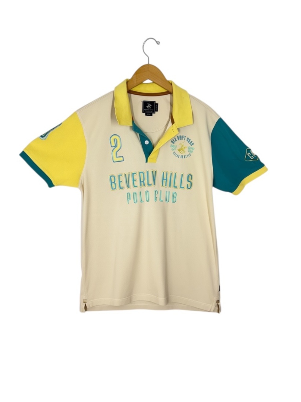 Beverly Hills Polo Club Mens Y2k Colorblock Polo Shirt XL Streetwear Preppy Golf